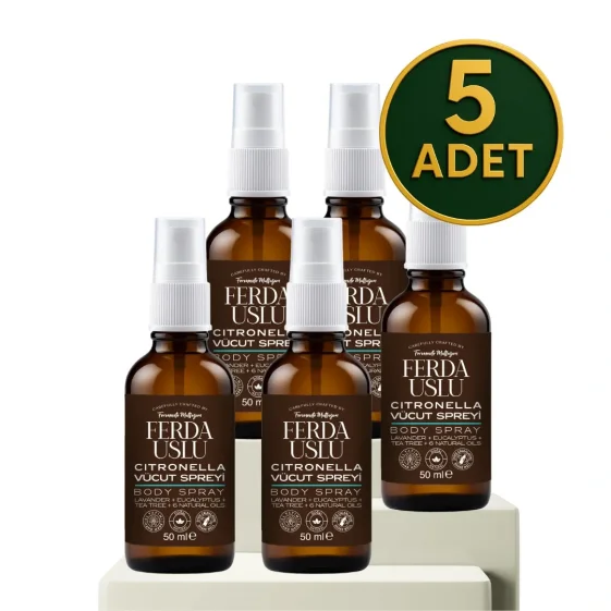 Citronella Koruyucu Vücut Spreyi 5'li Set- Okaliptus + Çay Ağacı + Nane 50 ml - Fermente Mutfağım