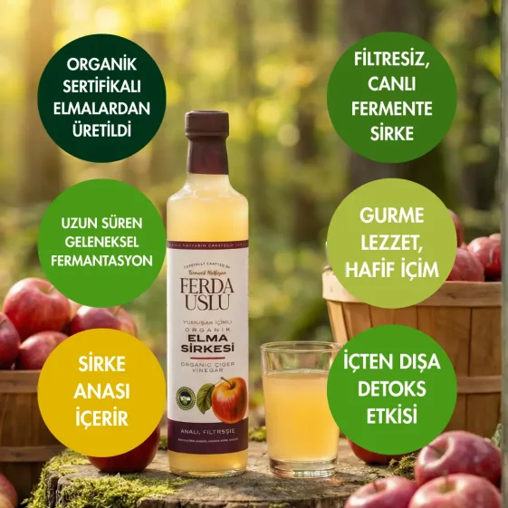 Organik Elma Sirkesi 5'li Set - 1 Yıl Dinlendirilmiş İçimlik 500 ml - 3