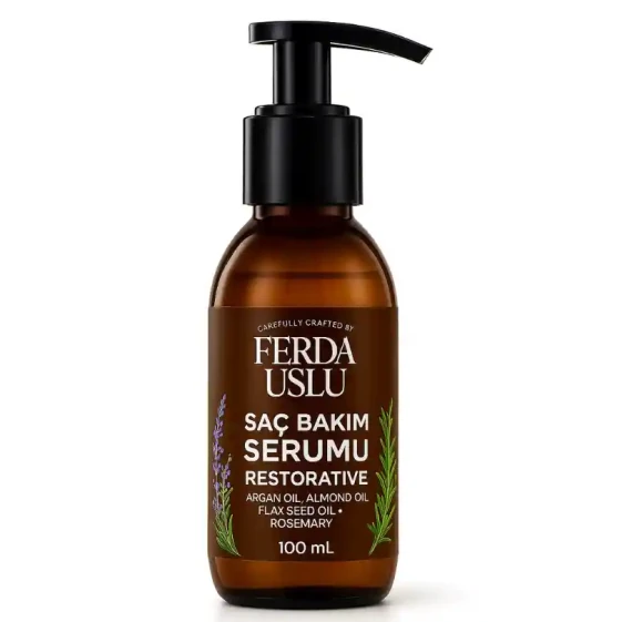 Argan Yağlı Saç Besleyici & Onarıcı Serum - Biberiye + Lavanta+ Keten Tohumu 100 ml - Ferda Uslu Premium