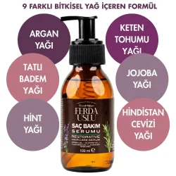 Argan Yağlı Saç Besleyici & Onarıcı Serum - Biberiye + Lavanta+ Keten Tohumu 100 ml - 2