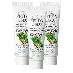 Bentonit Killi Doğal Diş Macunu 3 Adet - Şekersiz, Florürsüz Beyazlatıcı 50 ml - 1
