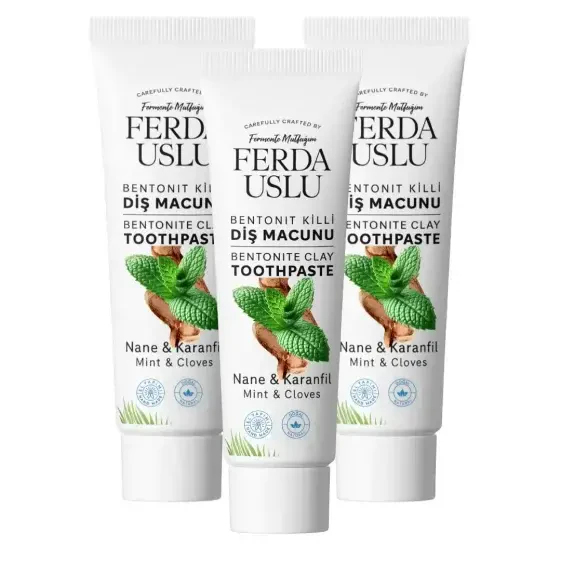 Bentonit Killi Doğal Diş Macunu 3 Adet - Şekersiz, Florürsüz Beyazlatıcı 50 ml - 1