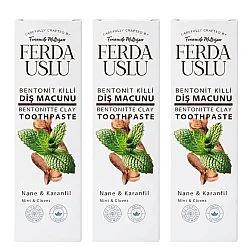 Bentonit Killi Doğal Diş Macunu 3 Adet - Şekersiz, Florürsüz Beyazlatıcı 50 ml - 1