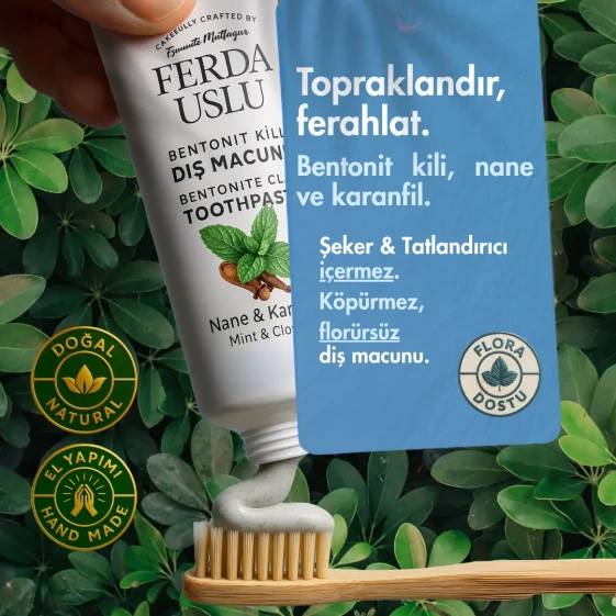 Bentonit Killi Doğal Diş Macunu - Şekersiz, Florürsüz Beyazlatıcı 50 ml - 2