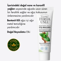 Bentonit Killi Doğal Diş Macunu - Şekersiz, Florürsüz Beyazlatıcı 50 ml - 4