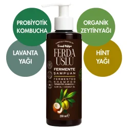 Kombucha Özlü Fermente Şampuan - Organik Zeytinyağı + Hindistan Cevizi Yağı + E Vitamini 250 ml - Fermente Mutfağım (1)