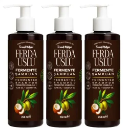 Kombucha Özlü Fermente Şampuan -3 Adet- Organik Zeytinyağı + Hindistan Cevizi Yağı + E Vitamini 250 ml 