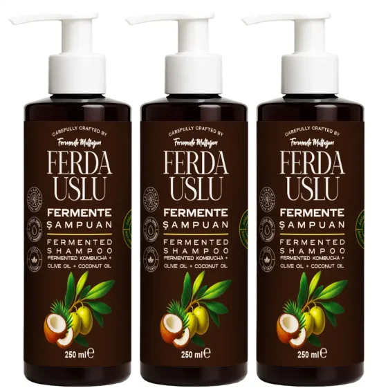 Kombucha Özlü Fermente Şampuan -3 Adet- Organik Zeytinyağı + Hindistan Cevizi Yağı + E Vitamini 250 ml - 1