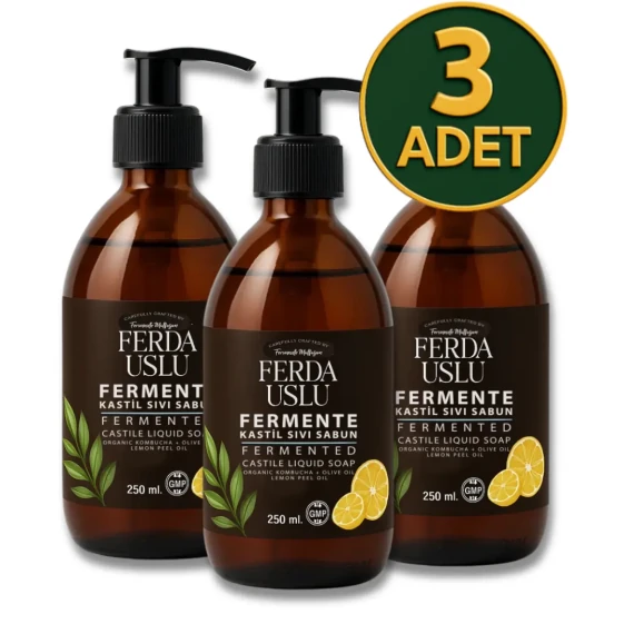 Kombucha Özlü Fermente Sıvı Sabun - 3 Adet El & Yüz Arındırıcı Nemlendirici 250 ml - Fermente Mutfağım