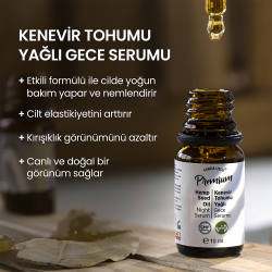 Yoğun Nemlendirici Onarıcı Gece Serumu - Kenevir Tohumu Yağı + 6 Etkili Yağ İçeren Zengin Formül 10 ml - Fermente Mutfağım