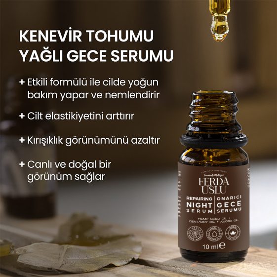 Yoğun Nemlendirici Onarıcı Gece Serumu - Kenevir Tohumu Yağı + 6 Etkili Yağ İçeren Zengin Formül 10 ml - 3