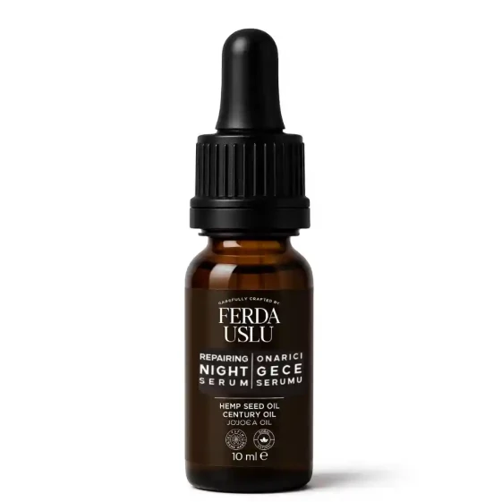 Yoğun Nemlendirici Onarıcı Gece Serumu - Kenevir Tohumu Yağı + 6 Etkili Yağ İçeren Zengin Formül 10 ml - Fermente Mutfağım