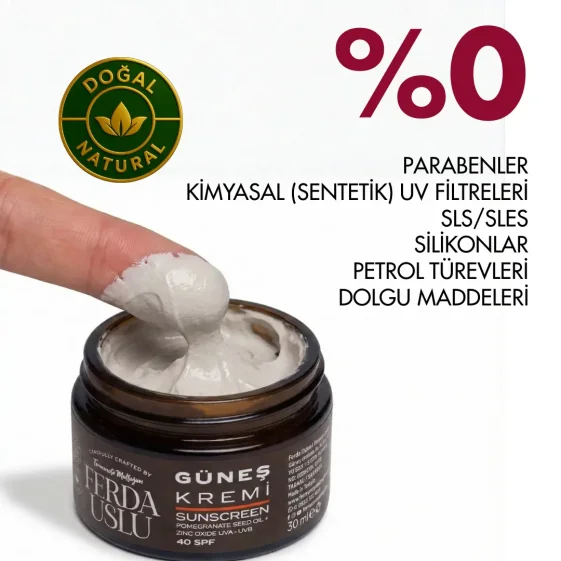 Mineral Güneş Kremi 40 SPF - 3 Adet-Nar Çekirdeği Yağı + Çinko Oksit 30 ml - 3