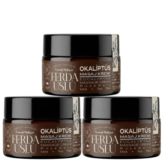 Okaliptuslu Masaj Kremi -3 Adet- Biberiye +Nane + Çay Ağacı 30 ml - 1