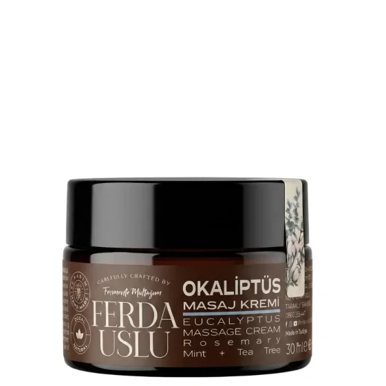 Okaliptuslu Masaj Kremi - Biberiye +Nane + Çay Ağacı 30 ml - Fermente Mutfağım
