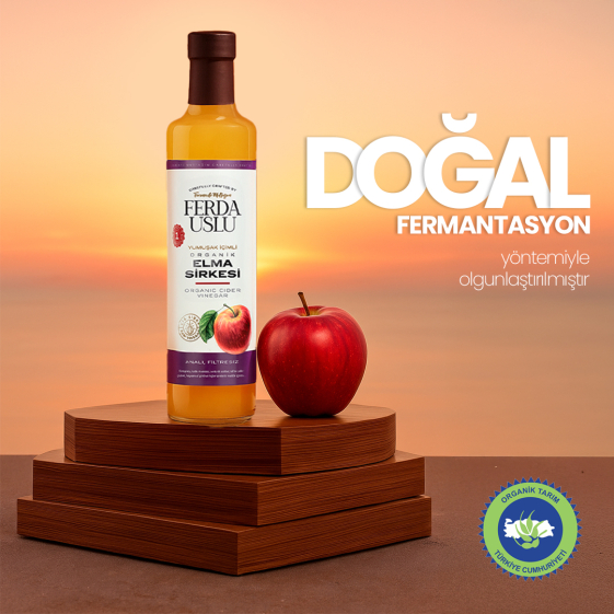 Organik Elma Sirkesi - 1 Yıl Dinlendirilmiş İçimlik 500 ml - 1