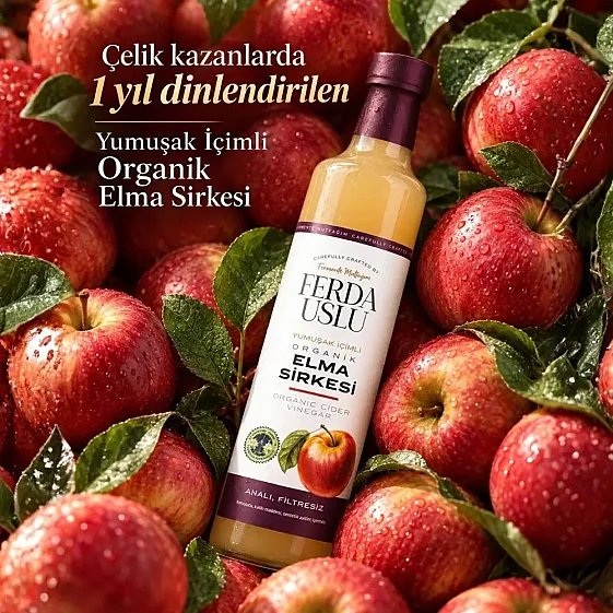 Organik Elma Sirkesi - 1 Yıl Dinlendirilmiş İçimlik 500 ml (1)