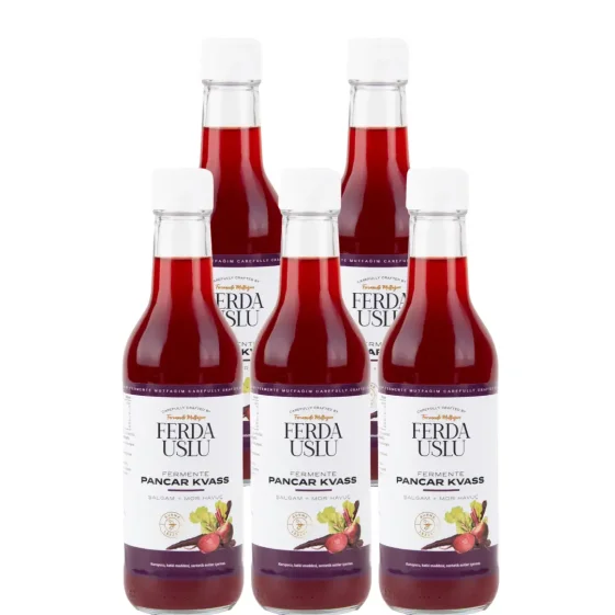5' Li Pancar Kvass - Kırmızı Pancar + Şalgam + Mor Havuç Lakto Fermente İçecek 330 ml - 1
