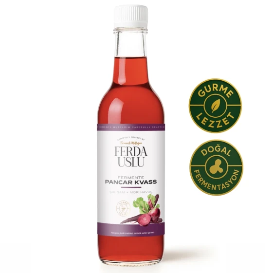 Pancar Kvass - Kırmızı Pancar + Şalgam + Mor Havuç Lakto Fermente İçecek 330 ml - Fermente Mutfağım