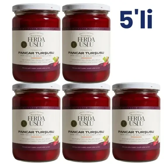 5'Li Pancar Kvass Taneli - Kırmızı Pancar + Şalgam + Mor Havuç Lakto Fermente 600 ML - 1