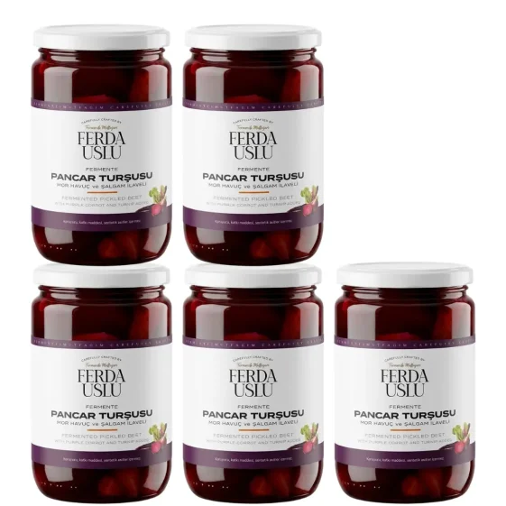 5'Li Pancar Kvass Taneli - Kırmızı Pancar + Şalgam + Mor Havuç Lakto Fermente 600 ML - 1